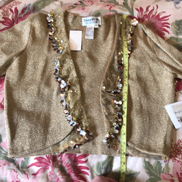 Vtg JOSEPH A Paris-Lisbon-NY sz XL Metallic Topper Elegant Netting Sequin NEW - Picture 17 of 17